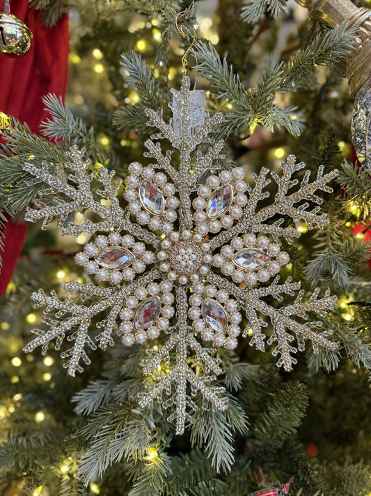 Large Snowflake Ornament w Pearl and Jewels 4617602