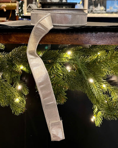 SILVER METALLIC 1 INCH X 10 YARD WIRE EDGED RIBBON R4527849