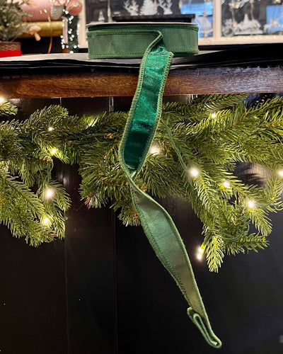 GREEN VELOUR 1 INCH X 10 YARD WIRED RIBBON R4527848