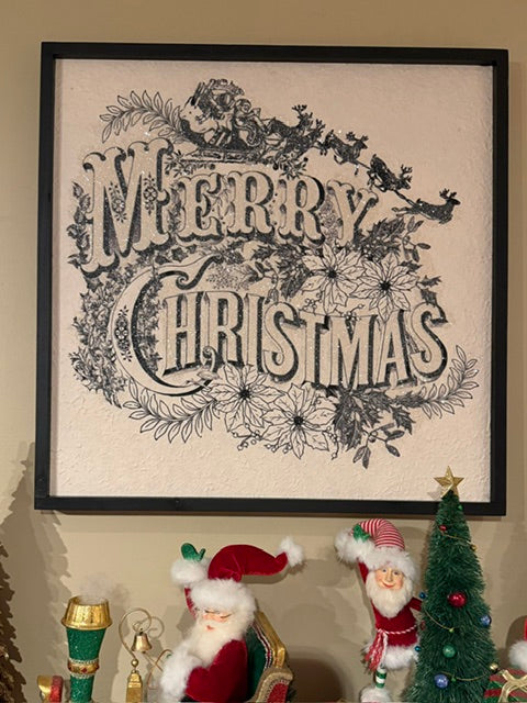 MERRY CHRISTMAS BLACK/WHITE VINTAGE WALL ART 4559126