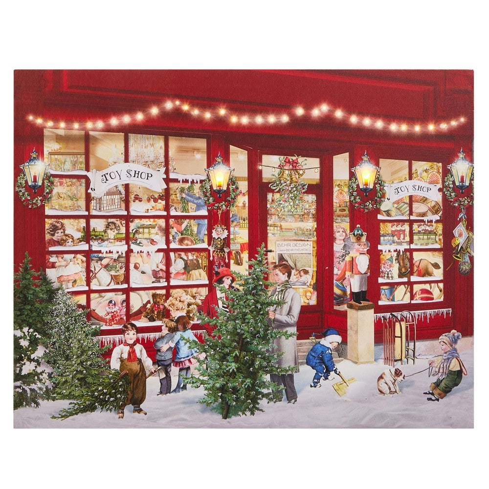 18" Holiday at the Toy Shop Lighted Wall Art 4557407