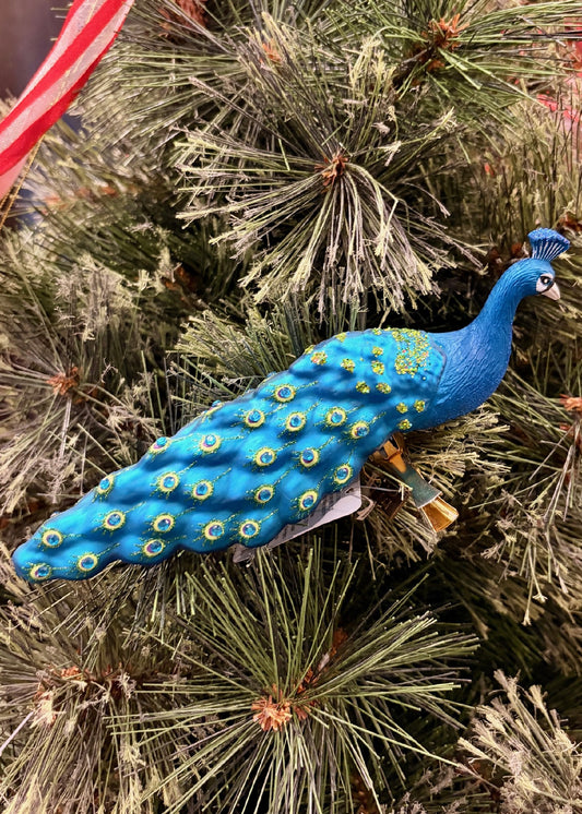 ERIC CORTINA GLASS CLIP ON PEACOCK ORNAMENT 4553124