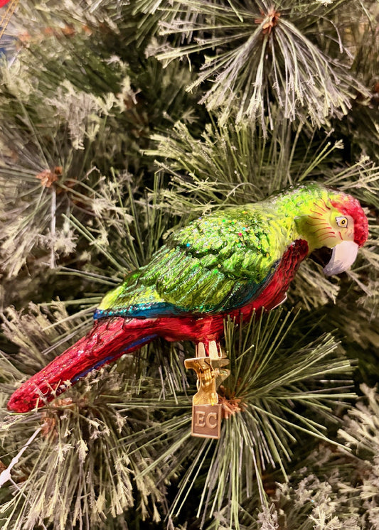 ERIC CORTINA GLASS MACAW PARROT CLIP ON ORNAMENT 4553123