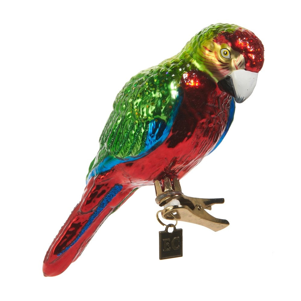 ERIC CORTINA GLASS MACAW PARROT CLIP ON ORNAMENT 4553123