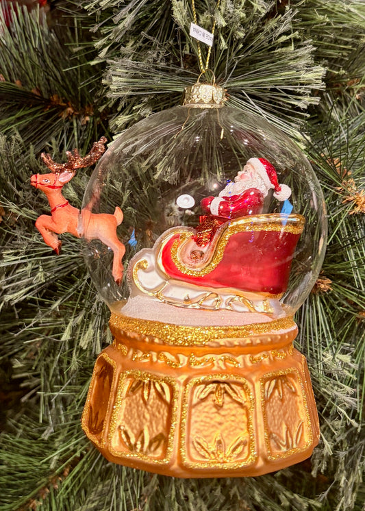 ERIC CORTINA GLASS SNOW GLOBE EXPRESS HANGING ORNAMENT 4553106