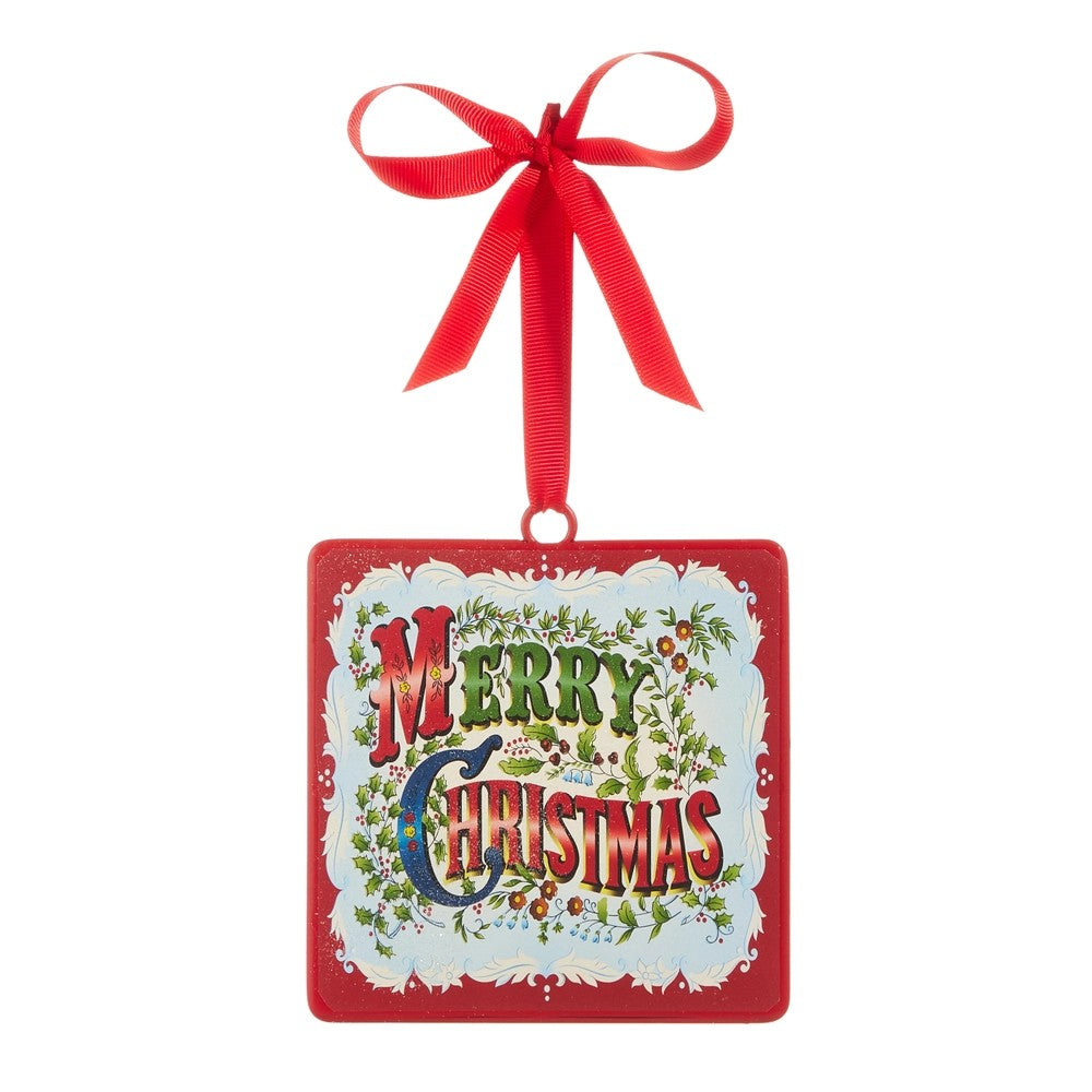 TRADITIONAL MERRY CHRISTMAS METAL HANGING ORNAMENT 4536583