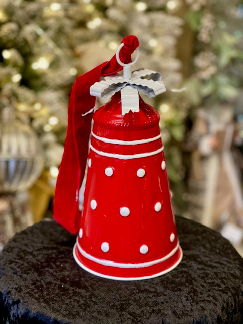 LONG RED BELL WITH WHITE POLKADOT HANGING 4525936