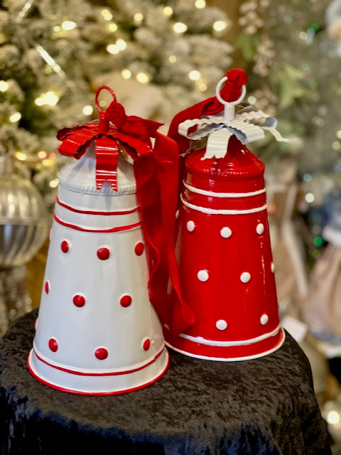 LONG RED BELL WITH WHITE POLKADOT HANGING 4525936