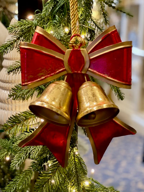 HANGING RED BOW WITH GOLD BELLS 4525933