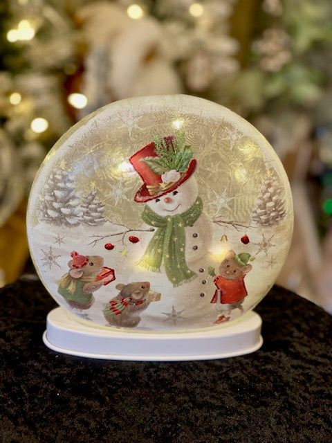 SNOWMAN SCENE WITH MICE LIGHTED DISC 4525001