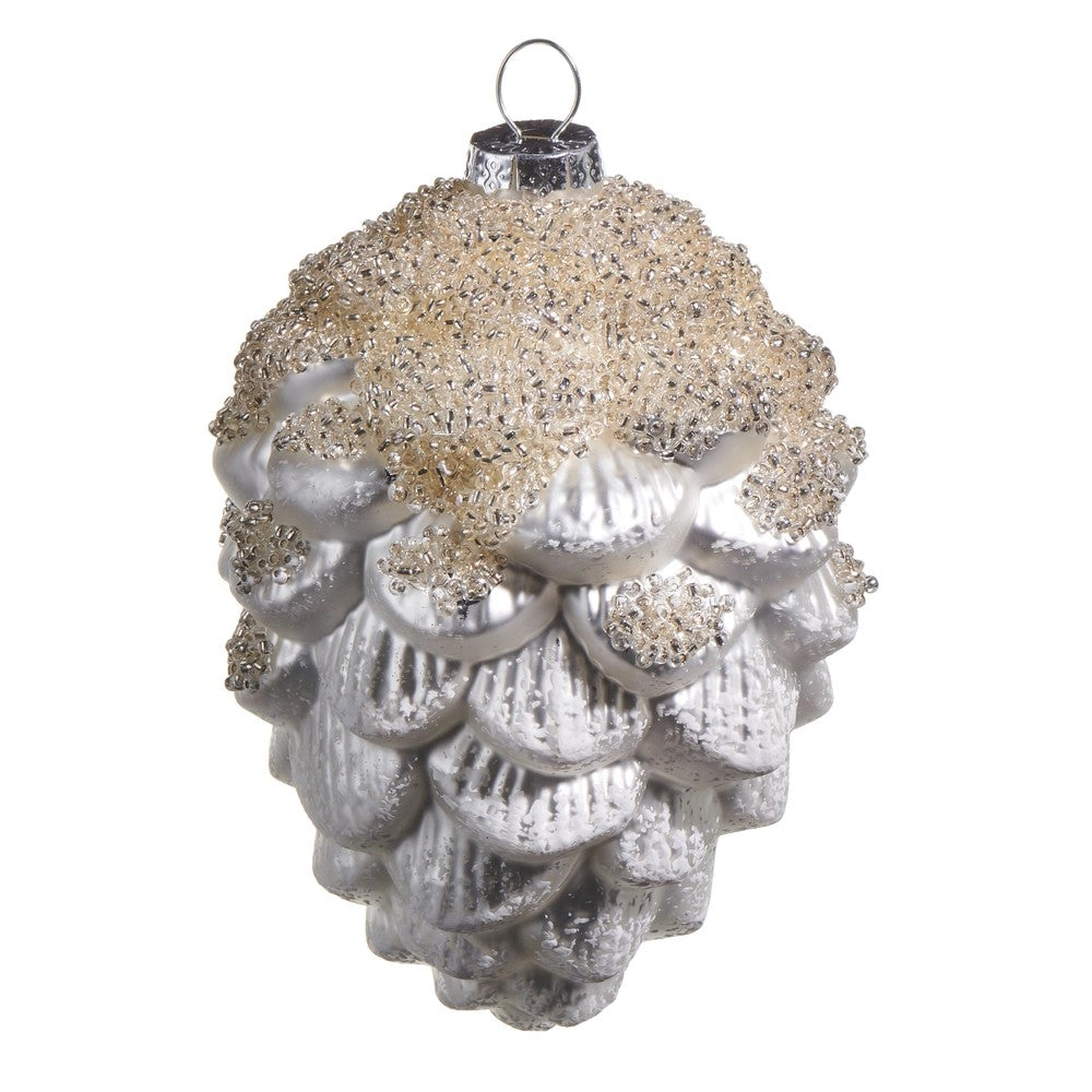 ICED PINECONE HANGING ORNAMENT