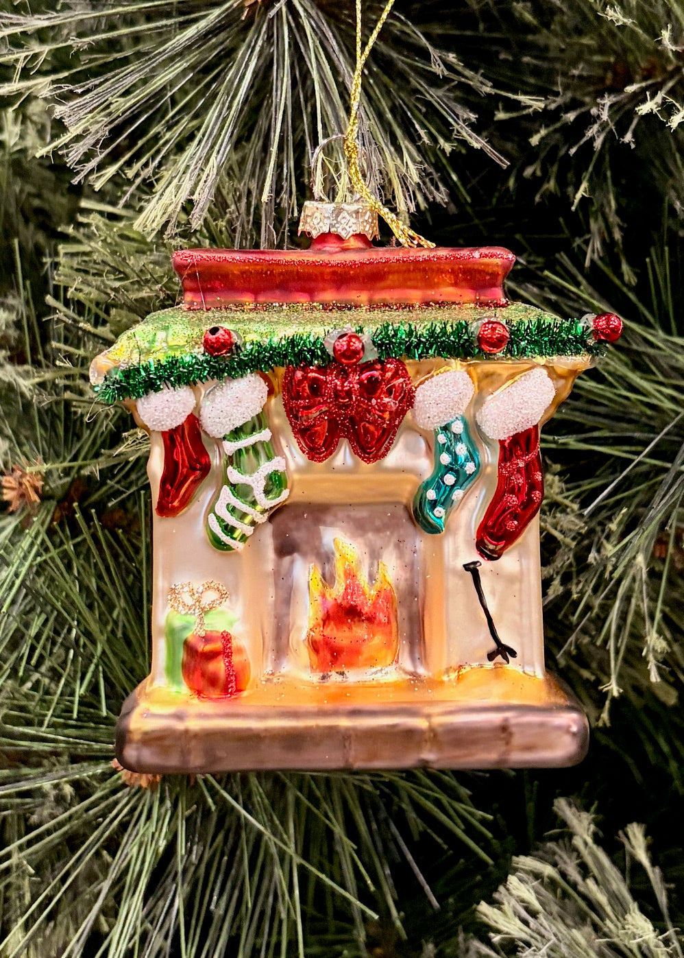 STOCKINGS WERE HUNG CHIMNEY GLASS ORNAMENT 4524851
