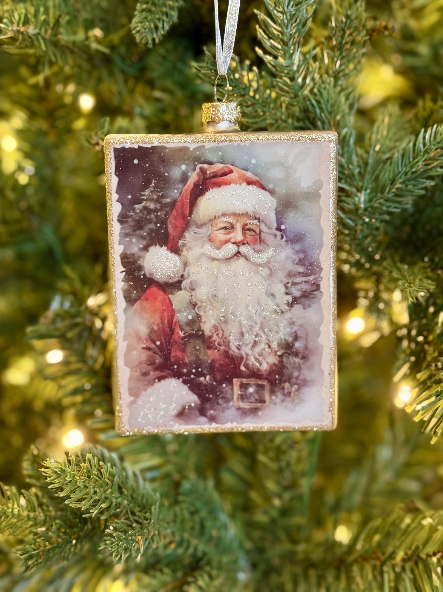 Santa Wishes Rectangle Glass Ornament 4524837