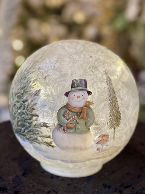 SNOWMAN GLASS LED SPHERE 4524812