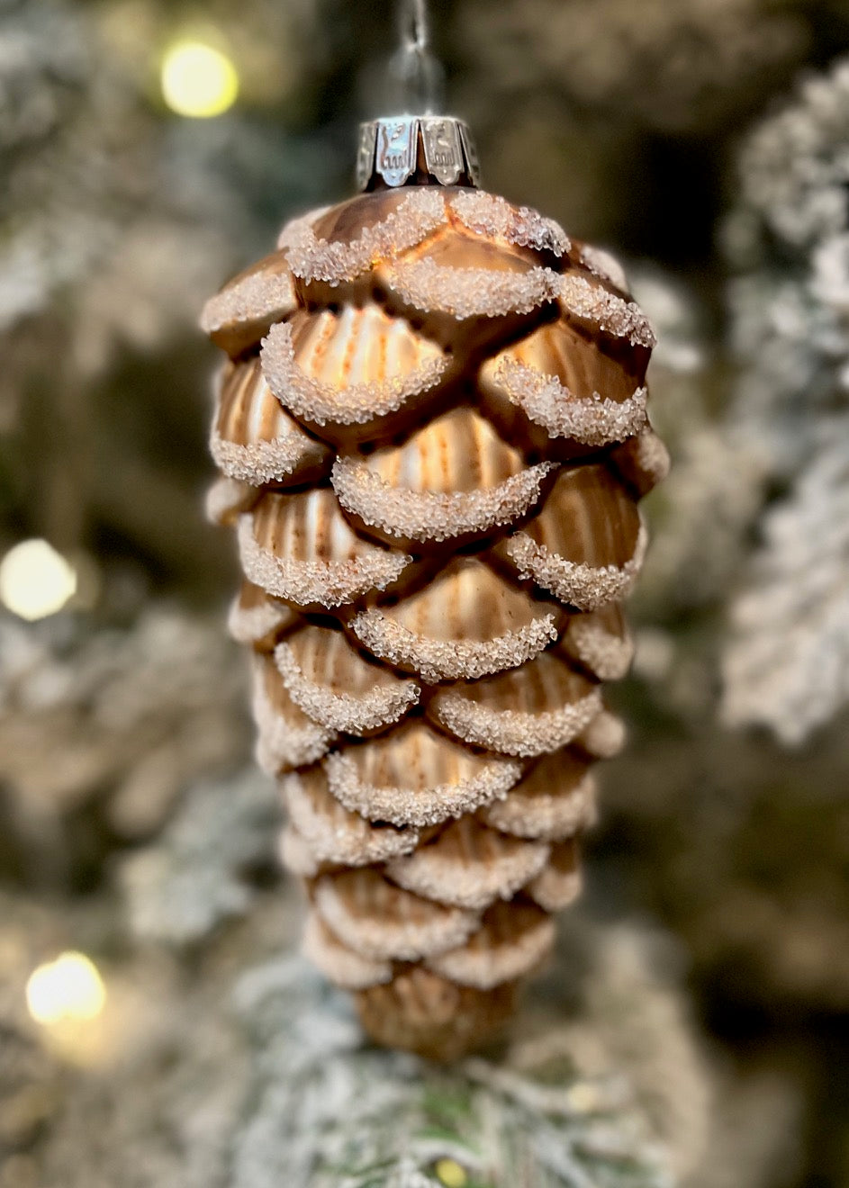 ICED BROWN GLASS PINECONE ORNAMENT 4523166