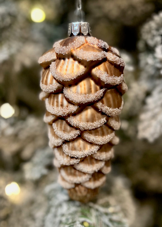 ICED BROWN GLASS PINECONE ORNAMENT 4523166