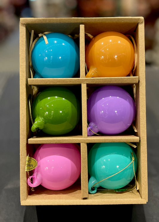 PACK OF 6 OPAQUE BLOWN GLASS BALL ORNAMENTS 4523117