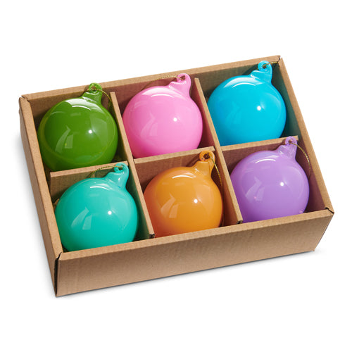 PACK OF 6 OPAQUE BLOWN GLASS BALL ORNAMENTS 4523117