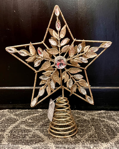 10.5" CHAMPAGNE JEWELED STAR TREE TOPPER 4513580