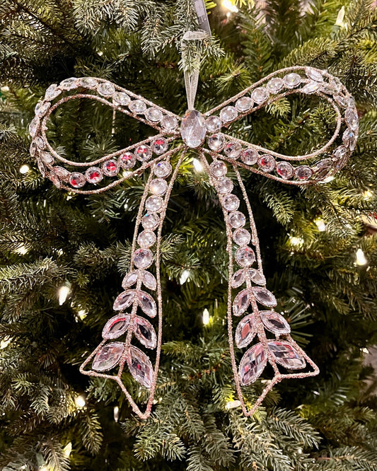 10.5" CLEAR JEWELED BOW METAL ORNAMENT 4513576