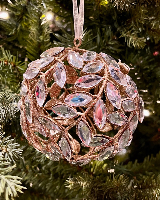 4.5" CHAMPAGNE JEWELED VINE ROUND ORNAMENT 4513552