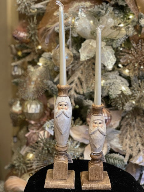 SMALL CARVED SANTA CANDLE HOLDER 4412142