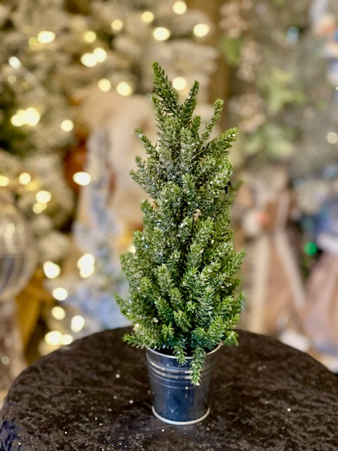SMALL GLITTER SPRUCE TREE IN BUCKET 3610334