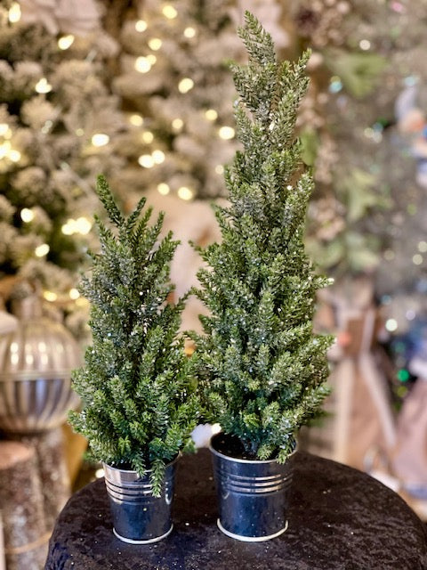 SMALL GLITTER SPRUCE TREE IN BUCKET 3610334