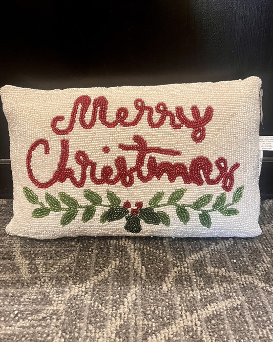 MERRY CHRISTMAS BEADED PILLOW 4419396