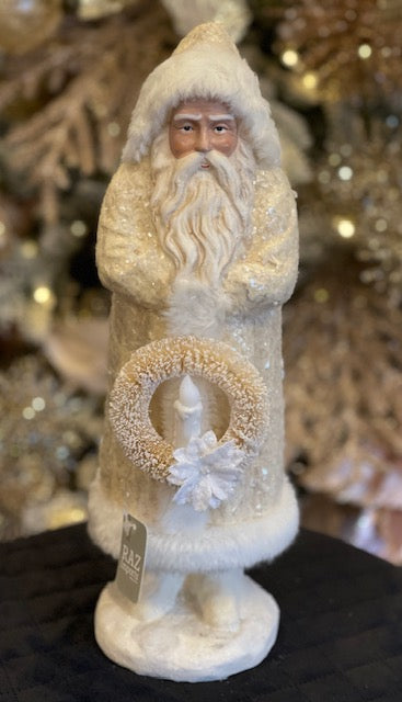 VINTAGE CREAM FROSTED BELSNICKLE WITH CANDLE WREATH 4416137