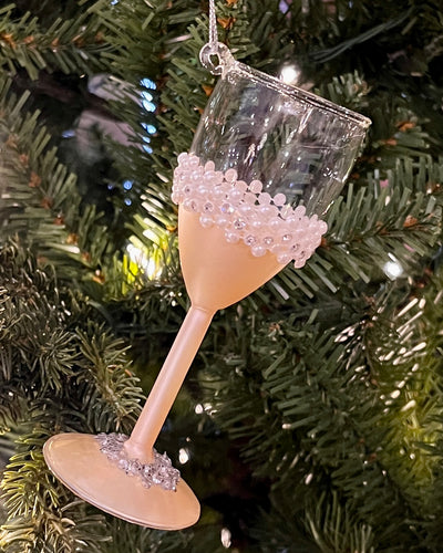 PEARL WINE GLASS HANGING ORNAMENT 4415581