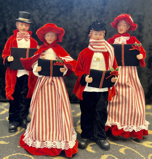 CANDY STRIPE RED SET OF 4 CAROLERS 4322101