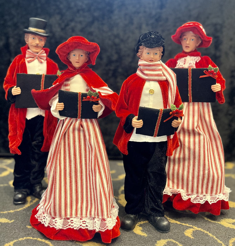 CANDY STRIPE RED SET OF 4 CAROLERS 4322101