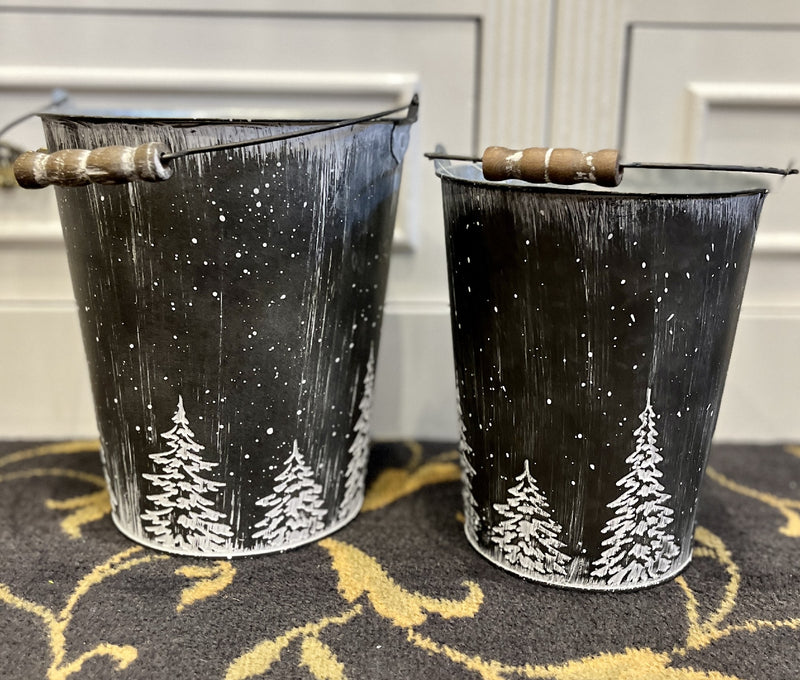 GALVANISED SMALL BUCKET WITH EMBOSSED TREES 8.5 INCH 4355001