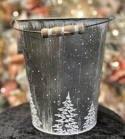 GALVANISED LARGE BUCKET WITH EMBOSSED TREES 9.5 INCH 4355001