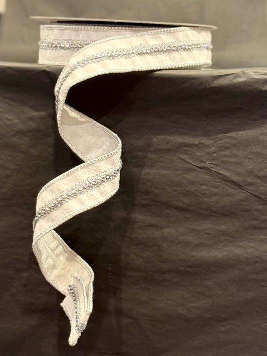 White Velvet Bejewelled Ribbon 1 x 10Y R4327704