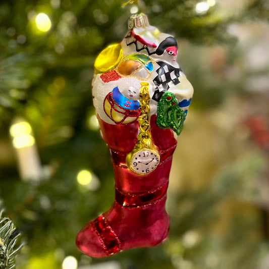 ERIC CORTINA CHRISTMAS STOCKING GLASS ORNAMENT 6 INCH 4353110