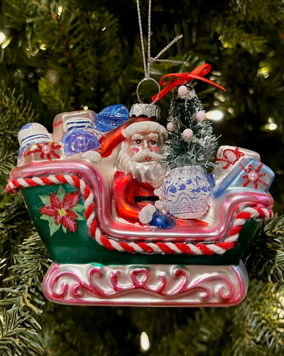 SLEIGH RIDE GLASS HANGING ORNAMENT 4324578