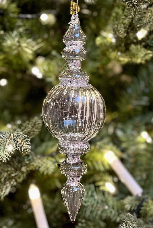 SMOKEY GREY FINIAL GLASS HANGING ORNAMENT 4322843
