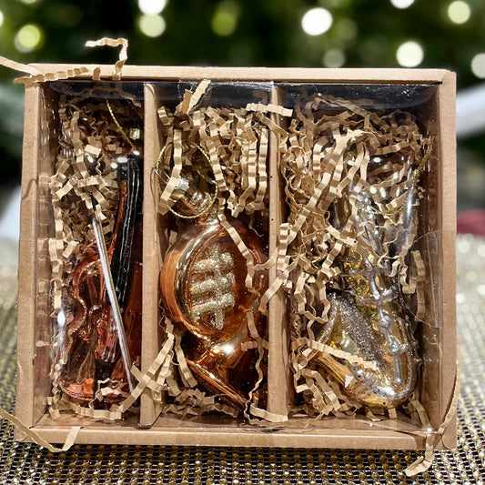 BOX OF 3 - 4 INCH MUSICAL INSTRUMENTS HANGING ORNAMENTS 4320907