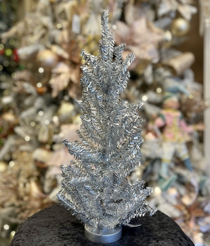 18 INCH TINSEL TREE SILVER ON BASE 4319195
