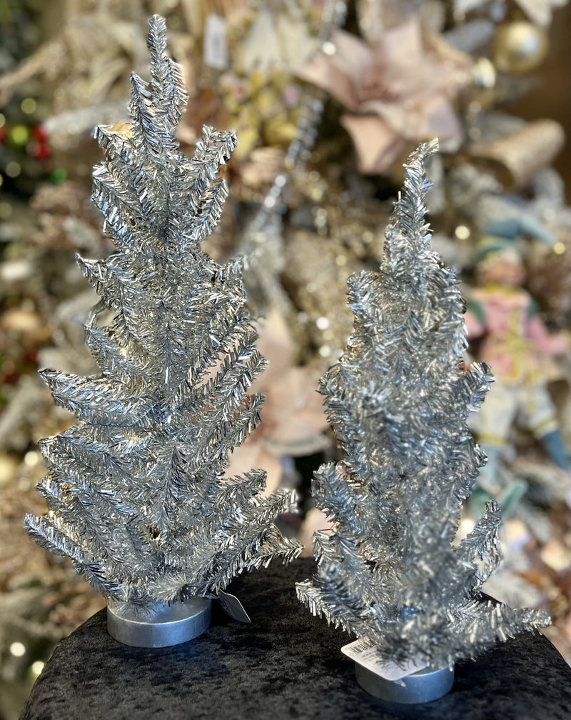 18 INCH TINSEL TREE SILVER ON BASE 4319195