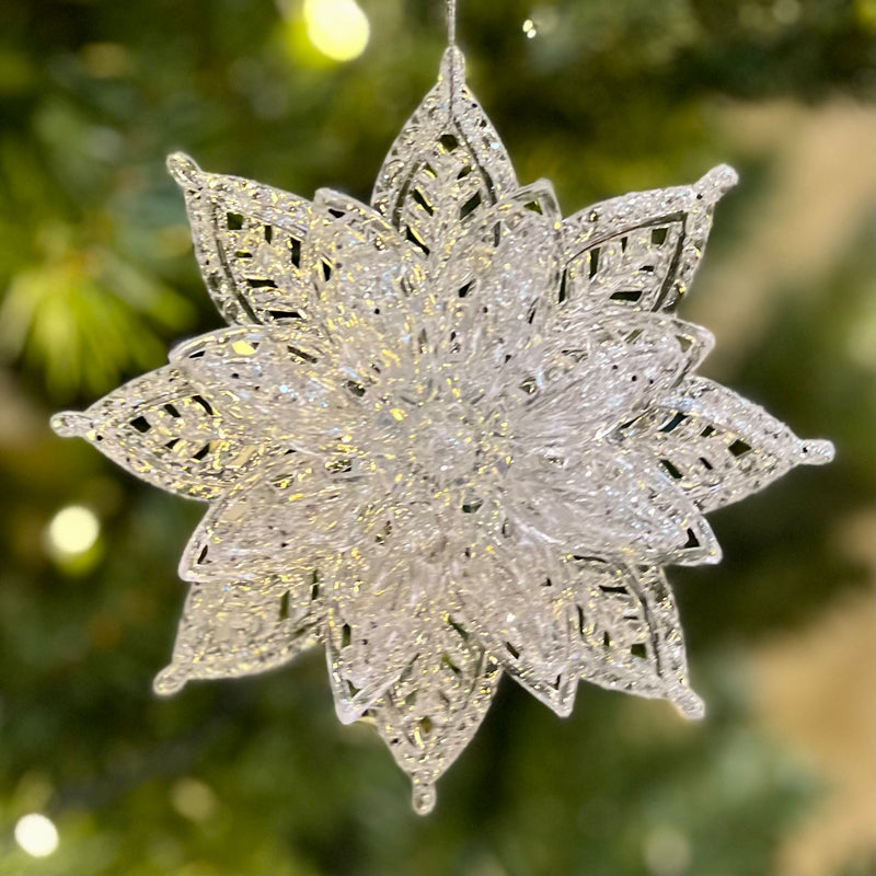 CLEAR POINSETTIA HANGING ORNAMENT 4319058