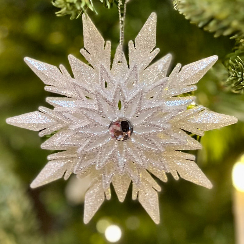 SNOWFLAKE WHITE WITH SILVER HANGING ORNAMENT 4319053