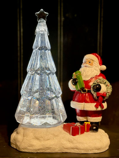 GLITTER LANTERN - SANTA WITH GLITTER TREE LED 4319021