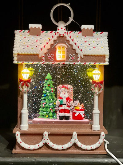 GLITTER LANTERN - GINGERBREAD HOUSE WITH SANTA LED MUSICAL 4316916