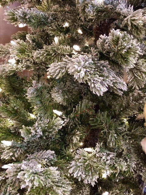 7FT 6INCH SNOW FLOCKED SLIM TREE (PLEASE NOTE EXTRA COST FOR POSTAGE SEE DESCRIPTION)