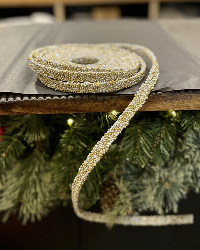 SILVER & GOLD BEADED GLITTER GARLAND 15FT G3536011