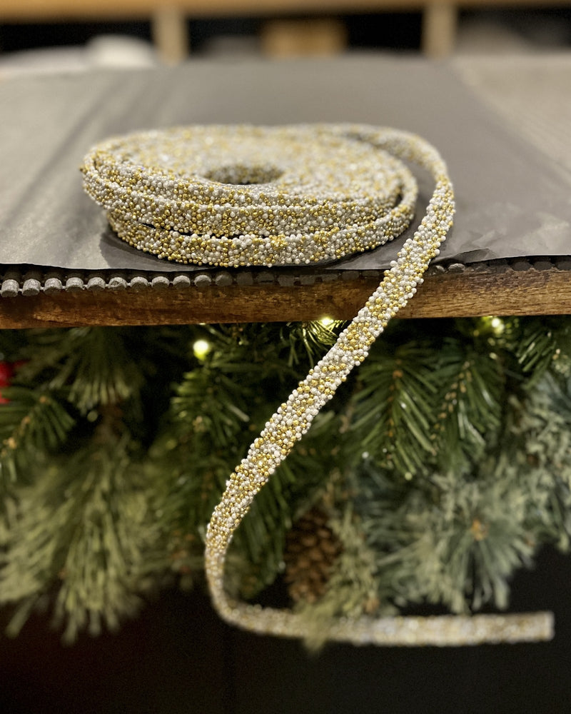 SILVER & GOLD BEADED GLITTER GARLAND 15FT G3536011