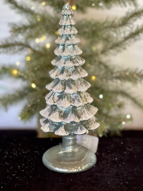 PALE BLUE MERCURY GLASS FROSTED TREE 4222914